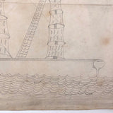 Edgar S. Yergason's 1859 Double Sided Drawing with Boat and Train