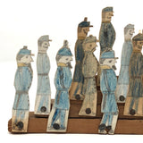 Marvelous Old Hand-drawn Cutout Paper Soldiers Mounted to Wood