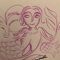 Helen Malta, Pink Mermaid, Color Pencil Drawing, 1930s