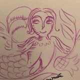 Helen Malta, Pink Mermaid, Color Pencil Drawing, 1930s