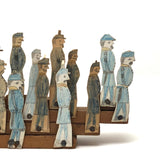 Marvelous Old Hand-drawn Cutout Paper Soldiers Mounted to Wood