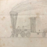 Edgar S. Yergason's 1859 Double Sided Drawing with Boat and Train