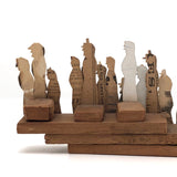 Marvelous Old Hand-drawn Cutout Paper Soldiers Mounted to Wood