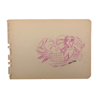 Helen Malta, Pink Mermaid, Color Pencil Drawing, 1930s