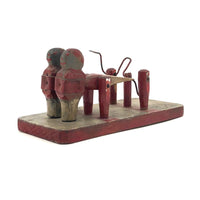 Wonderful 1937 Mechanical Folk Art Toy with Two Figures