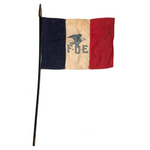 Old Fraternal Order of Eagles Cloth Flag on Wooden Post