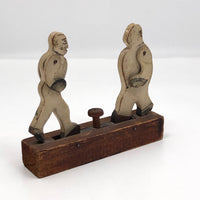 Antique Weston Toy Company Mechanical 19th Century Wooden Boxing Toy