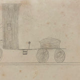 Edgar S. Yergason's 1859 Double Sided Drawing with Boat and Train