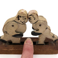 Antique Weston Toy Company Mechanical 19th Century Wooden Boxing Toy