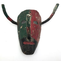 Early 20th Century Mexican Dance Mask with Long Nose and Horns