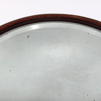 Antique Wood Framed Bevelled Glass Mirror with Loop Handle