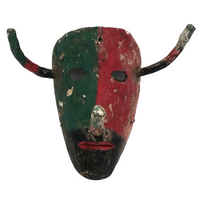 Early 20th Century Mexican Dance Mask with Long Nose and Horns