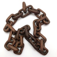 Beautiful Old Dark Wood Continuous Carved Whimsy Chain