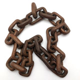 Beautiful Old Dark Wood Continuous Carved Whimsy Chain