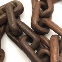 Beautiful Old Dark Wood Continuous Carved Whimsy Chain