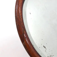 Antique Wood Framed Bevelled Glass Mirror with Loop Handle