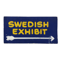 Hand-painted :"Swedish Exhibit" Cardboard Sign