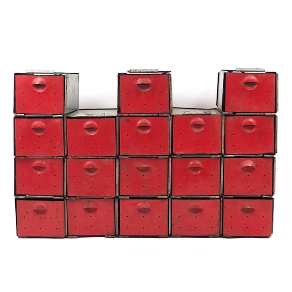 Fabulous Interlocking 18 Drawer Mid Century Industrial Cabinet, Presumed Dorman