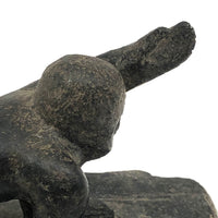 Wonderful Small Stone Carved Kneeling Figure with Raised Arm