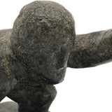 Wonderful Small Stone Carved Kneeling Figure with Raised Arm