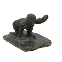 Wonderful Small Stone Carved Kneeling Figure with Raised Arm