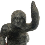 Wonderful Small Stone Carved Kneeling Figure with Raised Arm