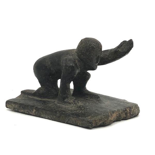 Wonderful Small Stone Carved Kneeling Figure with Raised Arm