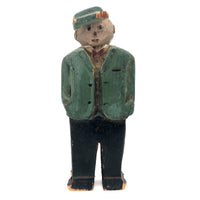 Charming Old Carved Man in Green Jacket with Bowtie