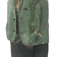 Charming Old Carved Man in Green Jacket with Bowtie