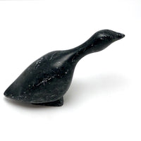Inuit Black Soapstone Carved Goose, Herb Faucher, 1970s