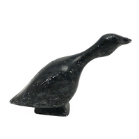 Inuit Black Soapstone Carved Goose, Herb Faucher, 1970s