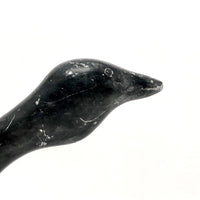 Inuit Black Soapstone Carved Goose, Herb Faucher, 1970s