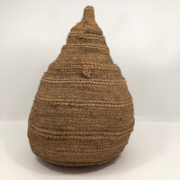 Finely Woven Lidded Basket with Fantastic Shape, Presumed African