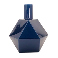 Modern Geometric Blue Glazed Porcelain Vase