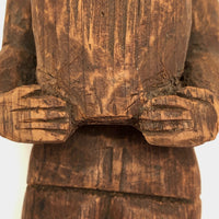 Carved Wooden Man Holding Barrel