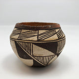 Small Acoma Pueblo New Mexico Dark Brown and White Pottery Bowl