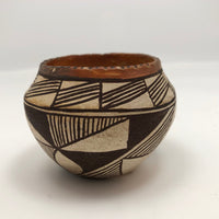 Small Acoma Pueblo New Mexico Dark Brown and White Pottery Bowl
