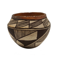 Small Acoma Pueblo New Mexico Dark Brown and White Pottery Bowl