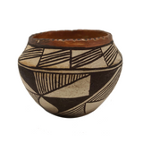 Small Acoma Pueblo New Mexico Dark Brown and White Pottery Bowl