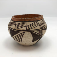 Small Acoma Pueblo New Mexico Dark Brown and White Pottery Bowl