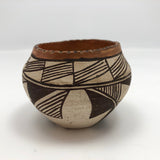 Small Acoma Pueblo New Mexico Dark Brown and White Pottery Bowl
