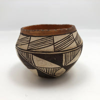Small Acoma Pueblo New Mexico Dark Brown and White Pottery Bowl