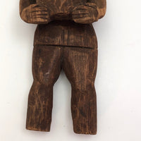 Carved Wooden Man Holding Barrel