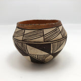 Small Acoma Pueblo New Mexico Dark Brown and White Pottery Bowl