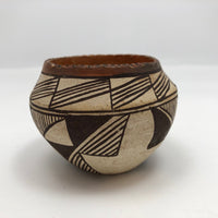 Small Acoma Pueblo New Mexico Dark Brown and White Pottery Bowl