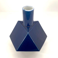 Modern Geometric Blue Glazed Porcelain Vase