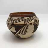 Small Acoma Pueblo New Mexico Dark Brown and White Pottery Bowl