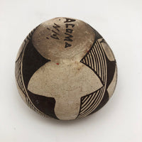 Small Acoma Pueblo New Mexico Dark Brown and White Pottery Bowl