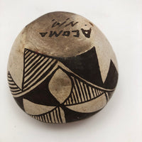 Small Acoma Pueblo New Mexico Dark Brown and White Pottery Bowl
