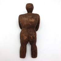 Carved Wooden Man Holding Barrel
